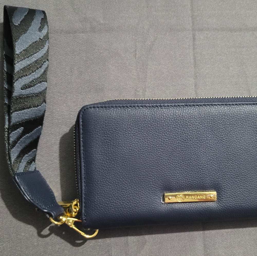 Navy Zippered Wristlet/clutch/Wallet